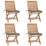 Folding garden chairs 4 pcs solid teak wood with cushions by vidaXL, Garden chairs - Ref: Foro24-3072808, Price: 336,96 €, Di...