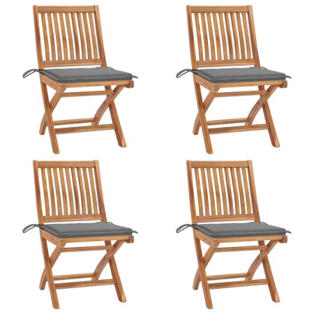 Folding garden chairs 4 pcs solid teak wood with cushions by vidaXL, Garden chairs - Ref: Foro24-3072808, Price: 336,96 €, Di...