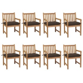 Garden chairs 8 pcs solid teak wood taupé cushions by vidaXL, Garden chairs - Ref: Foro24-3073081, Price: 1,00 €, Discount: %