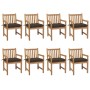 Garden chairs 8 pcs solid teak wood taupé cushions by vidaXL, Garden chairs - Ref: Foro24-3073081, Price: 1,00 €, Discount: %