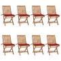 Folding garden chairs 8 pcs solid teak wood with cushions by vidaXL, Garden chairs - Ref: Foro24-3072867, Price: 727,80 €, Di...