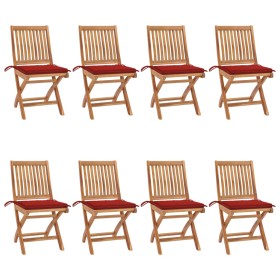 Folding garden chairs 8 pcs solid teak wood with cushions by vidaXL, Garden chairs - Ref: Foro24-3072867, Price: 728,80 €, Di...