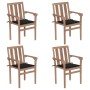 Stackable garden chairs 4 pcs solid teak wood with cushions by vidaXL, Garden chairs - Ref: Foro24-3073386, Price: 472,96 €, ...