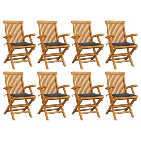 Garden chairs 8 units teak wood with anthracite gray cushions by vidaXL, Garden chairs - Ref: Foro24-3072889, Price: 571,39 €...