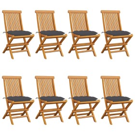 Garden chairs 8 pcs solid teak with anthracite gray cushions by vidaXL, Garden chairs - Ref: Foro24-3072932, Price: 529,48 €,...