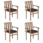 Stackable garden chairs 4 pcs solid teak wood with cushions by vidaXL, Garden chairs - Ref: Foro24-3073402, Price: 467,24 €, ...