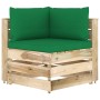 3-seater pallet sofa with green impregnated pine wood cushions by vidaXL, Garden sets - Ref: Foro24-3074560, Price: 363,99 €,...