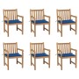 Garden chairs 6 pcs solid teak wood royal blue cushions by vidaXL, Garden chairs - Ref: Foro24-3073041, Price: 870,49 €, Disc...