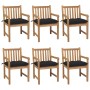 Garden chairs 6 pcs solid teak wood with black cushions by vidaXL, Garden chairs - Ref: Foro24-3073053, Price: 777,99 €, Disc...