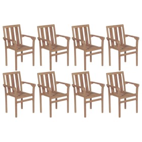 Stackable garden chairs 8 units solid teak wood by vidaXL, Garden chairs - Ref: Foro24-3073378, Price: 846,65 €, Discount: %