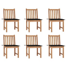 Garden chairs 6 units with solid teak wood cushions by vidaXL, Garden chairs - Ref: Foro24-3073122, Price: 600,99 €, Discount: %