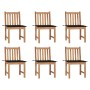 Garden chairs 6 units with solid teak wood cushions by vidaXL, Garden chairs - Ref: Foro24-3073122, Price: 600,79 €, Discount: %