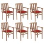 Stackable garden chairs 6 pcs solid teak wood with cushions by vidaXL, Garden chairs - Ref: Foro24-3073412, Price: 709,25 €, ...