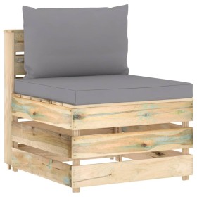 Ecksofa mit grau imprägnierten Holzkissen von vidaXL, Modulare Sofas für den Außenbereich - Ref: Foro24-3074508, Preis: 89,99...