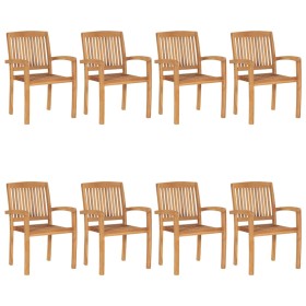 Stackable garden chairs 8 units solid teak wood by vidaXL, Garden chairs - Ref: Foro24-3073209, Price: 909,44 €, Discount: %