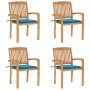 Stackable garden chairs 4 pcs teak wood with cushions by vidaXL, Garden chairs - Ref: Foro24-3073214, Price: 473,58 €, Discou...