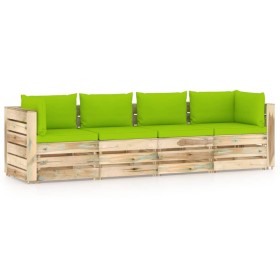 4-seater garden sofa with impregnated pine wood cushions by vidaXL, Garden sets - Ref: Foro24-3074614, Price: 416,14 €, Disco...