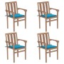 Stackable garden chairs 4 pcs solid teak wood with cushions by vidaXL, Garden chairs - Ref: Foro24-3073383, Price: 446,48 €, ...