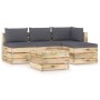 Garden furniture 5 pieces with green impregnated wood cushions by vidaXL, Garden sets - Ref: Foro24-3074615, Price: 449,33 €,...