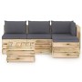 Garden furniture 5 pieces with green impregnated wood cushions by vidaXL, Garden sets - Ref: Foro24-3074615, Price: 449,33 €,...