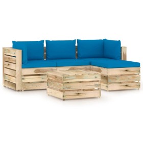 Garden furniture 5 pieces with green impregnated wood cushions by vidaXL, Garden sets - Ref: Foro24-3074631, Price: 520,54 €,...