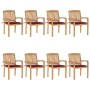 Stackable garden chairs 8 units teak wood with cushions by vidaXL, Garden chairs - Ref: Foro24-3073249, Price: 906,99 €, Disc...