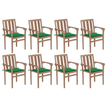 Stackable garden chairs 8 pcs solid teak wood with cushions by vidaXL, Garden chairs - Ref: Foro24-3073438, Price: 889,99 €, ...