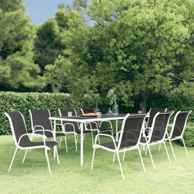 Juego de comedor de jardín 9 piezas de acero negro de vidaXL, Conjuntos de jardín - Ref: Foro24-3073462, Precio: 414,99 €, De...