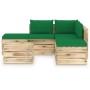 Garden furniture 6 pieces with green impregnated wood cushions by vidaXL, Garden sets - Ref: Foro24-3074656, Price: 525,99 €,...