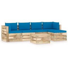 Garden furniture 6 pieces with green impregnated wood cushions by vidaXL, Garden sets - Ref: Foro24-3074667, Price: 581,70 €,...