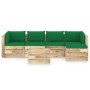 Garden furniture 6 pieces with green impregnated wood cushions by vidaXL, Garden sets - Ref: Foro24-3074668, Price: 546,81 €,...