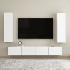 White engineered wood 4-piece TV furniture set by vidaXL, TV Furniture - Ref: Foro24-3074456, Price: 197,64 €, Discount: %