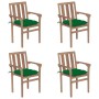 Stackable garden chairs 4 pcs solid teak wood with cushions by vidaXL, Garden chairs - Ref: Foro24-3073399, Price: 457,09 €, ...