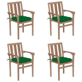 Stackable garden chairs 4 pcs solid teak wood with cushions by vidaXL, Garden chairs - Ref: Foro24-3073399, Price: 457,65 €, ...