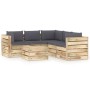 Garden furniture 6 pieces with green impregnated wood cushions by vidaXL, Garden sets - Ref: Foro24-3074687, Price: 694,99 €,...