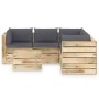 Garden furniture 6 pieces with green impregnated wood cushions by vidaXL, Garden sets - Ref: Foro24-3074687, Price: 694,99 €,...