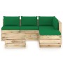 Garden furniture 6 pieces with green impregnated wood cushions by vidaXL, Garden sets - Ref: Foro24-3074704, Price: 471,83 €,...