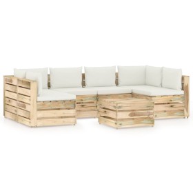 Garden furniture 7 pieces with green impregnated wood cushions by vidaXL, Garden sets - Ref: Foro24-3074725, Price: 788,99 €,...