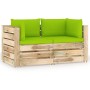 2-seater pallet sofa with green impregnated pine wood cushions by vidaXL, Garden sets - Ref: Foro24-3074554, Price: 292,99 €,...