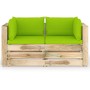 2-seater pallet sofa with green impregnated pine wood cushions by vidaXL, Garden sets - Ref: Foro24-3074554, Price: 292,99 €,...