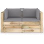 2-Sitzer-Palettensofa mit grün imprägnierten Kiefernholzkissen von vidaXL, Gartensets - Ref: Foro24-3074544, Preis: 316,99 €,...