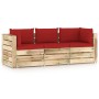 3-seater pallet sofa with green impregnated pine wood cushions by vidaXL, Garden sets - Ref: Foro24-3074561, Price: 376,65 €,...