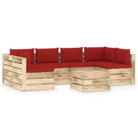 Garden furniture 7 pieces with green impregnated wood cushions by vidaXL, Garden sets - Ref: Foro24-3074729, Price: 663,36 €,...