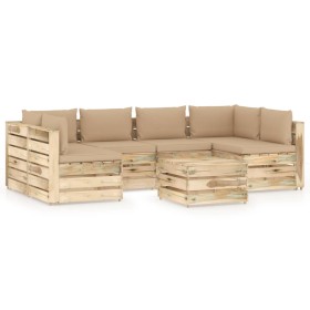 Gartenmöbel 7-teilig mit grün imprägnierten Holzkissen von vidaXL, Gartensets - Ref: Foro24-3074726, Preis: 781,99 €, Rabatt: %