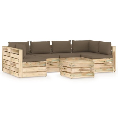 Garden furniture 7 pieces with green impregnated wood cushions by vidaXL, Garden sets - Ref: Foro24-3074731, Price: 735,99 €,...