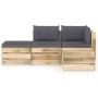 Garden furniture 4 pieces with green impregnated wood cushions by vidaXL, Garden sets - Ref: Foro24-3074591, Price: 350,99 €,...