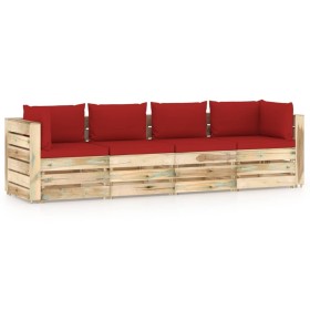 4-Sitzer-Gartensofa mit Kissen aus imprägniertem Kiefernholz von vidaXL, Gartensets - Ref: Foro24-3074609, Preis: 444,99 €, R...