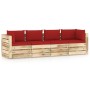 4-Sitzer-Gartensofa mit Kissen aus imprägniertem Kiefernholz von vidaXL, Gartensets - Ref: Foro24-3074609, Preis: 444,94 €, R...