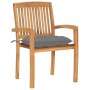 Stackable garden chairs 4 pcs teak wood with cushions by vidaXL, Garden chairs - Ref: Foro24-3073256, Price: 485,38 €, Discou...