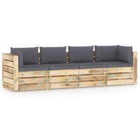 4-Sitzer-Gartensofa mit Kissen aus imprägniertem Kiefernholz von vidaXL, Gartensets - Ref: Foro24-3074603, Preis: 477,31 €, R...